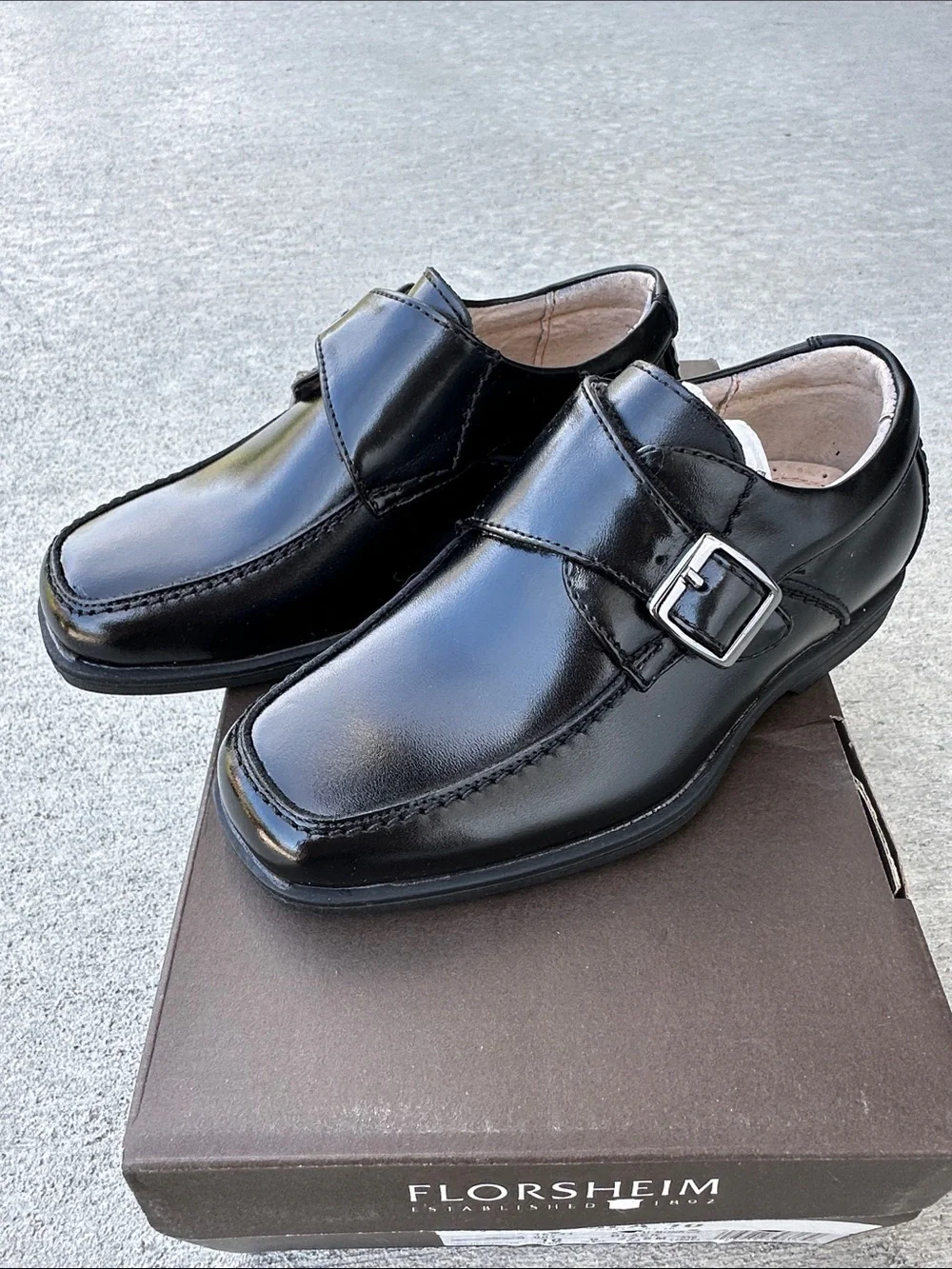 Florsheim Black Leather Monk Strap Dress Shoes